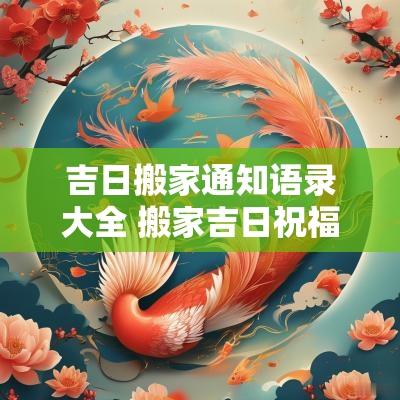 吉日搬家通知语录大全 搬家吉日祝福语怎么说