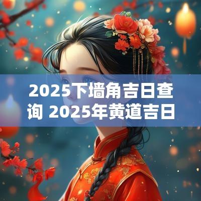 2025下墙角吉日查询 2025年黄道吉日查询