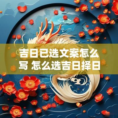 吉日已选文案怎么写 怎么选吉日择日