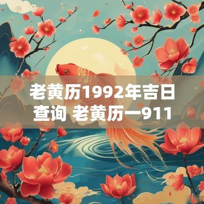 老黄历1992年吉日查询 老黄历一911查询