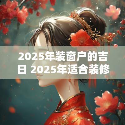 2025年装窗户的吉日 2025年适合装修房子吗