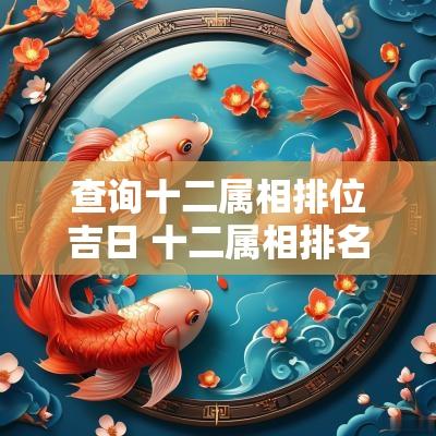 查询十二属相排位吉日 十二属相排名及月份