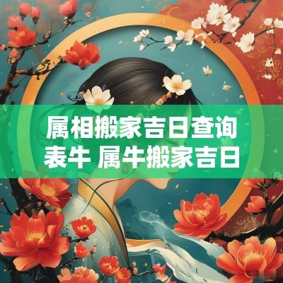 属相搬家吉日查询表牛 属牛搬家吉日查询