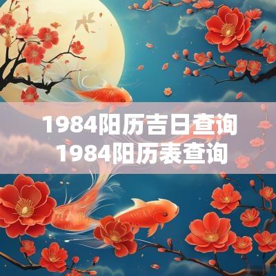 1984阳历吉日查询 1984阳历表查询