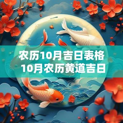 农历10月吉日表格 10月农历黄道吉日