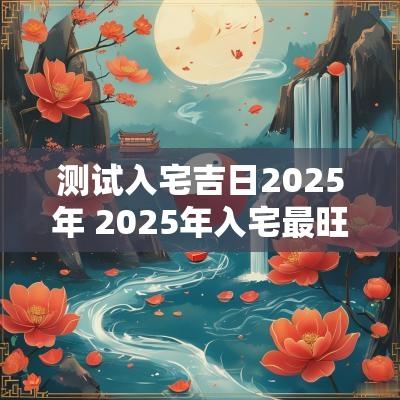 测试入宅吉日2025年 2025年入宅最旺的吉日