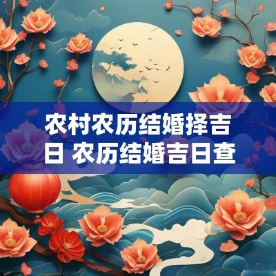 农村农历结婚择吉日 农历结婚吉日查询2025