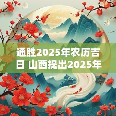 通胜2025年农历吉日 山西提出2025年总供水吗