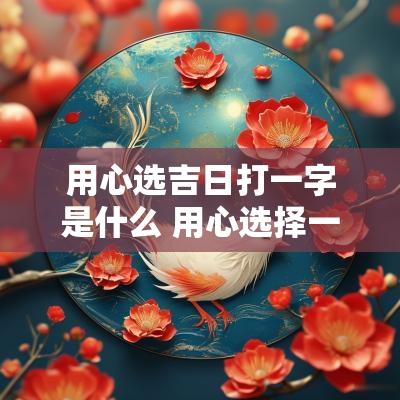 用心选吉日打一字是什么 用心选择一二贵是什么生肖