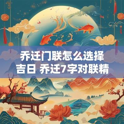 乔迁门联怎么选择吉日 乔迁7字对联精选