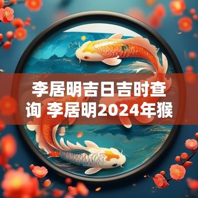 李居明吉日吉时查询 李居明2025年猴人每月运势