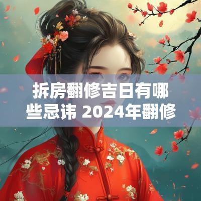 拆房翻修吉日有哪些忌讳 2025年翻修房屋的吉日有哪几天