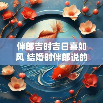 伴郎吉时吉日喜如风 结婚时伴郎说的吉利话