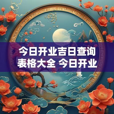 今日开业吉日查询表格大全 今日开业吉时是几点几分