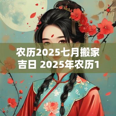 农历2025七月搬家吉日 2025年农历1月搬家最好的黄道吉日
