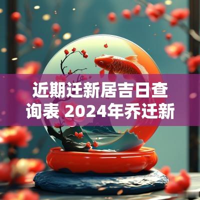 近期迁新居吉日查询表 2026年乔迁新居吉日查询大全