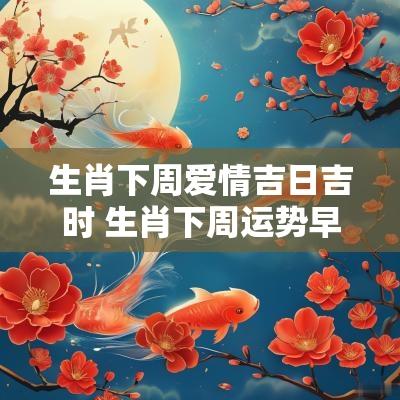 生肖下周爱情吉日吉时 生肖下周运势早知道 生肖下周爱情吉日吉时 生肖下周运势早知道