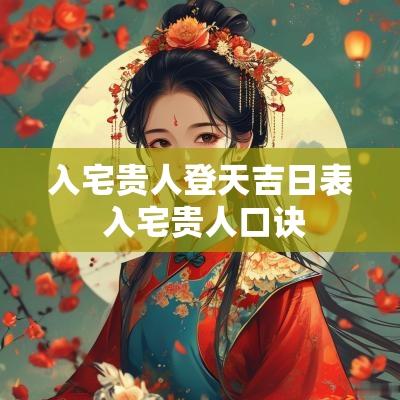 入宅贵人登天吉日表 入宅贵人口诀