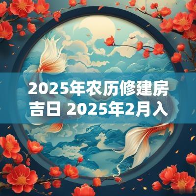 2025年农历修建房吉日 2025年2月入宅黄道吉日