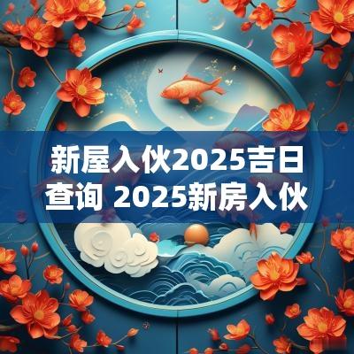 新屋入伙2025吉日查询 2025新房入伙的吉日和时间