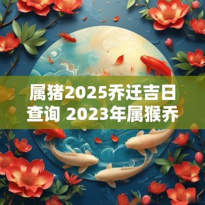 属猪2025乔迁吉日查询 2025年属猴乔迁入宅吉日有哪几天