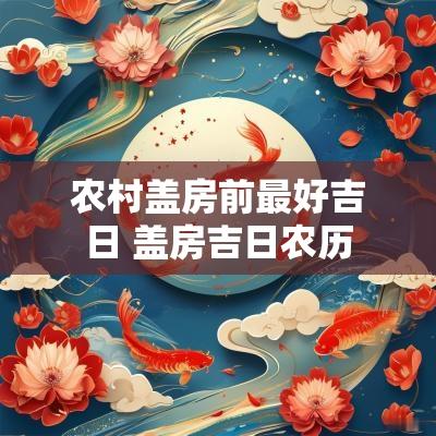 农村盖房前最好吉日 盖房吉日农历