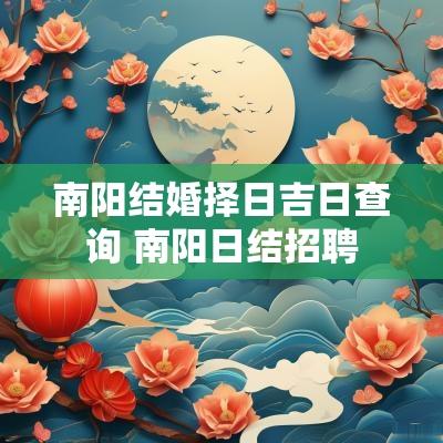 南阳结婚择日吉日查询 南阳日结招聘