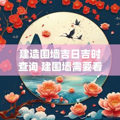 建造围墙吉日吉时查询 建围墙需要看日子吗?