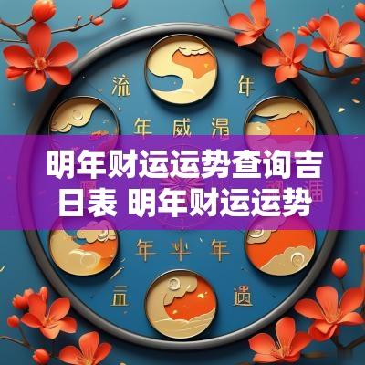 明年财运运势查询吉日表 明年财运运势查询吉日表图片