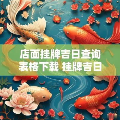 店面挂牌吉日查询表格下载 挂牌吉日查询2025