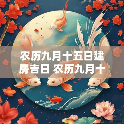 农历九月十五日建房吉日 农历九月十五日子