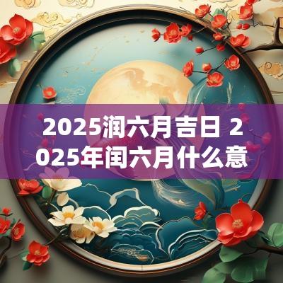 2025润六月吉日 2025年闰六月什么意思本文将详细介绍2025年六月份适合举行的重要活动或庆典的吉日，涵盖各种传统文化中被广泛认可的良辰吉日，帮助读者选择合适的时机。