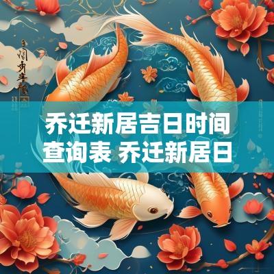 乔迁新居吉日时间查询表 乔迁新居日期2025