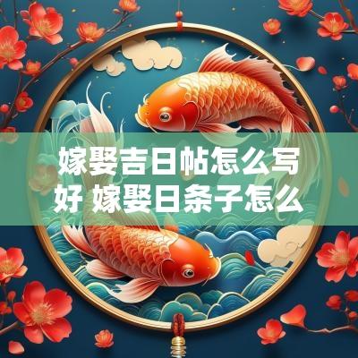 嫁娶吉日帖怎么写好 嫁娶日条子怎么写