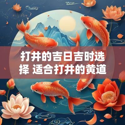 打井的吉日吉时选择 适合打井的黄道吉日