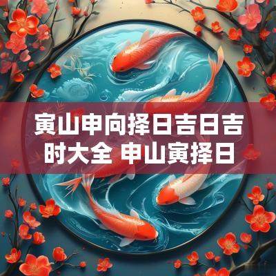 寅山申向择日吉日吉时大全 申山寅择日择时吉日