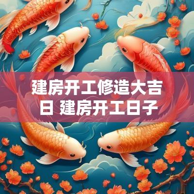 建房开工修造大吉日 建房开工日子