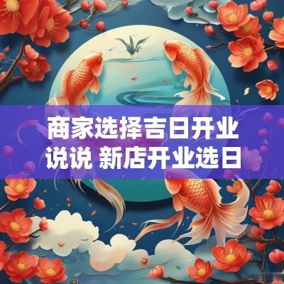 商家选择吉日开业说说 新店开业选日子怎么选