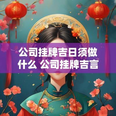 公司挂牌吉日须做什么 公司挂牌吉言