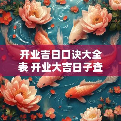 开业吉日口诀大全表 开业大吉日子查询