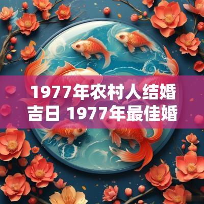 1977年农村人结婚吉日 1977年最佳婚配属相