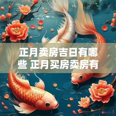 正月卖房吉日有哪些 正月买房卖房有讲究吗