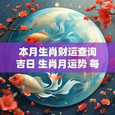 本月生肖财运查询吉日 生肖月运势 每月生肖运势