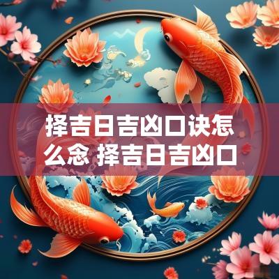 择吉日吉凶口诀怎么念 择吉日吉凶口诀怎么念出来