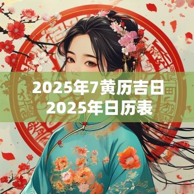 2025年7黄历吉日 2025年日历表