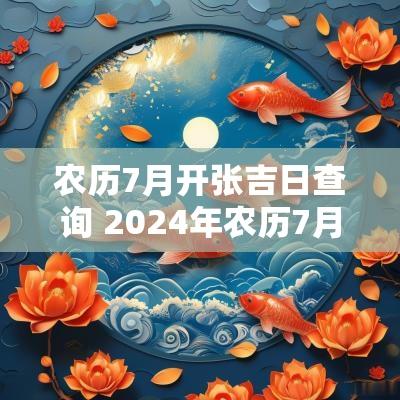 农历7月开张吉日查询 2025年农历7月开张吉日