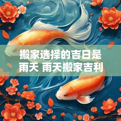 搬家选择的吉日是雨天 雨天搬家吉利吗
