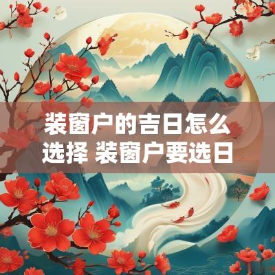 装窗户的吉日怎么选择 装窗户要选日子吗