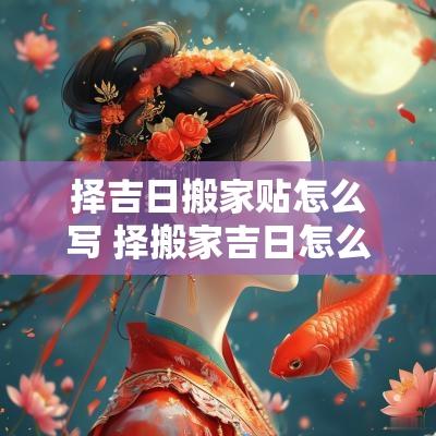 择吉日搬家贴怎么写 择搬家吉日怎么择