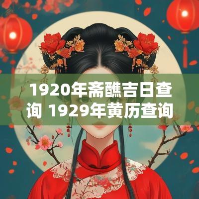 1920年斋醮吉日查询 1929年黄历查询